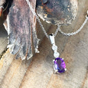 Petite Double Diamond and Amethyst White Gold Pendant