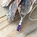 Petite Double Diamond and Amethyst White Gold Pendant