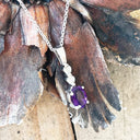 Petite Double Diamond and Amethyst White Gold Pendant