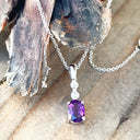 Petite Double Diamond and Amethyst White Gold Pendant