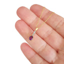 Petite Double Diamond and Amethyst Yellow Gold Pendant