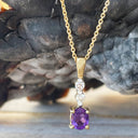 Petite Double Diamond and Amethyst Yellow Gold Pendant