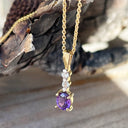 Petite Double Diamond and Amethyst Yellow Gold Pendant