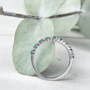 Petite Emerald and Diamond Half Eternity Band