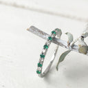Petite Emerald and Diamond Half Eternity Band