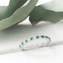 Petite Emerald and Diamond Half Eternity Band