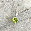 Petite Filigree Round Cut Peridot Pendant