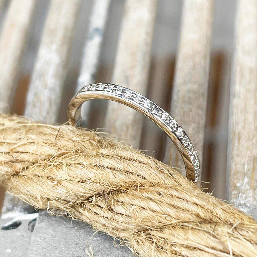 Petite Half Eternity Prong Set Diamond Ring Rich text editor