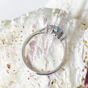 Petite Aquamarine and Diamond Trilogy White Gold Ring
