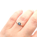 Petite London Blue Topaz and Diamond Trilogy Rose Gold Ring