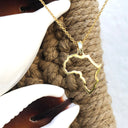 Petite Map of Africa Outline Yellow Gold Pendant