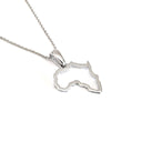 Petite Map of Africa White Gold Outline Pendant