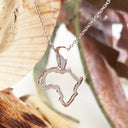 Petite Map of Africa White Gold Outline Pendant