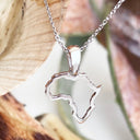 Petite Map of Africa White Gold Outline Pendant