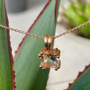 Petite Morganite Cushion Cut Double Claw Pendant