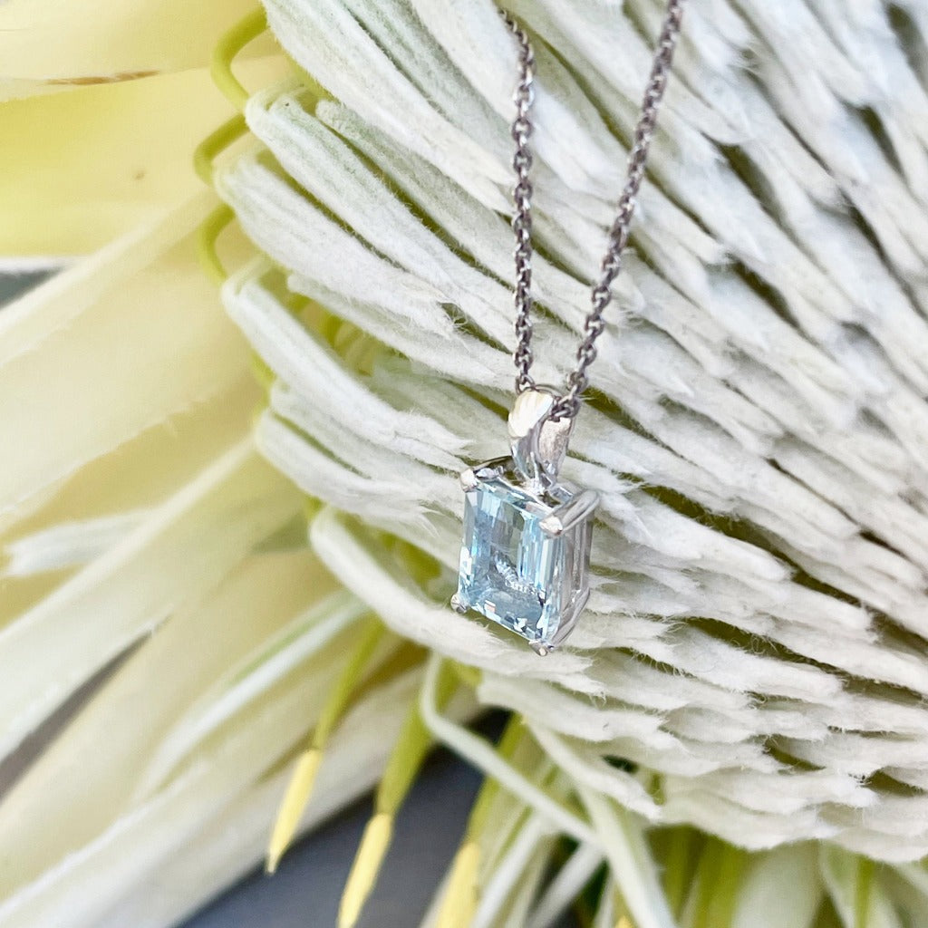 Petite Octagonal Aquamarine Pendant