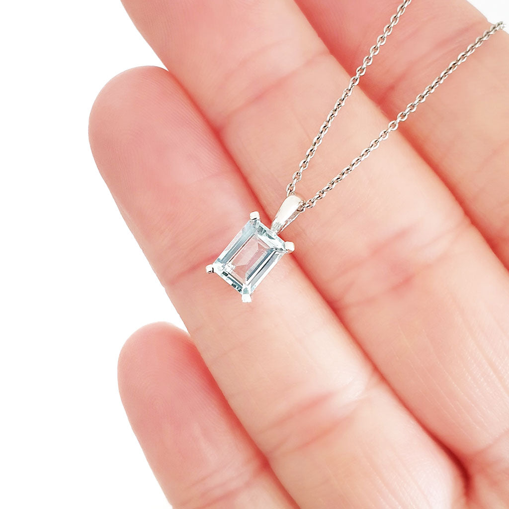 Petite Octagonal Aquamarine Pendant