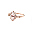 Petite Ornate Morganite and Diamond Rose Gold Ring