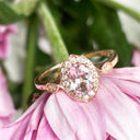 Petite Ornate Morganite and Diamond Rose Gold Ring
