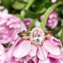 Petite Ornate Morganite and Diamond Rose Gold Ring