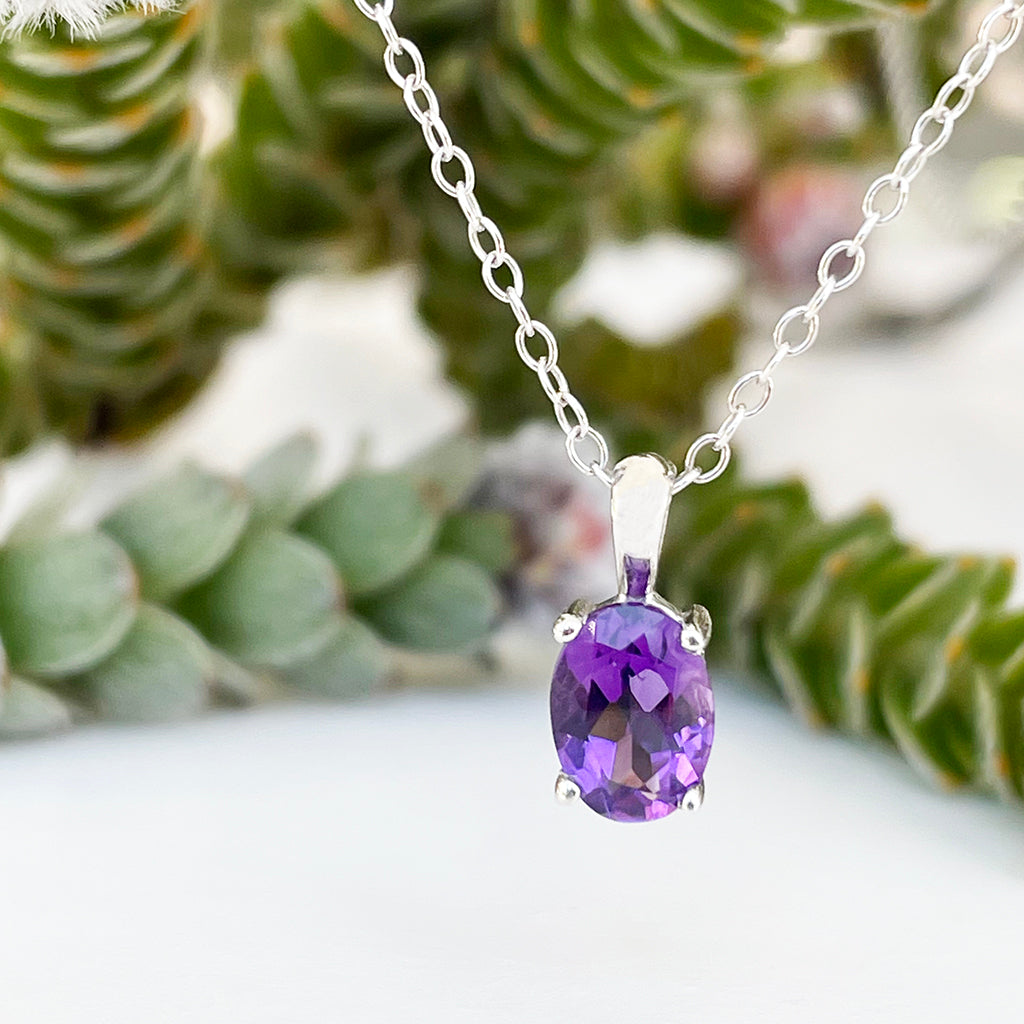 Petite Oval Cut Amethyst Pendant