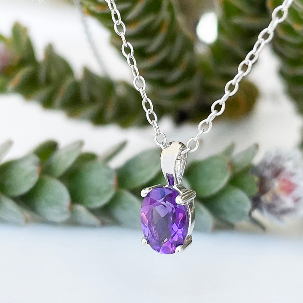 Petite Oval Cut Amethyst Pendant