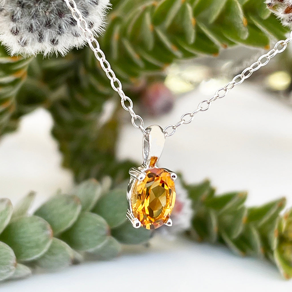 Petite Oval Cut Citrine Pendant