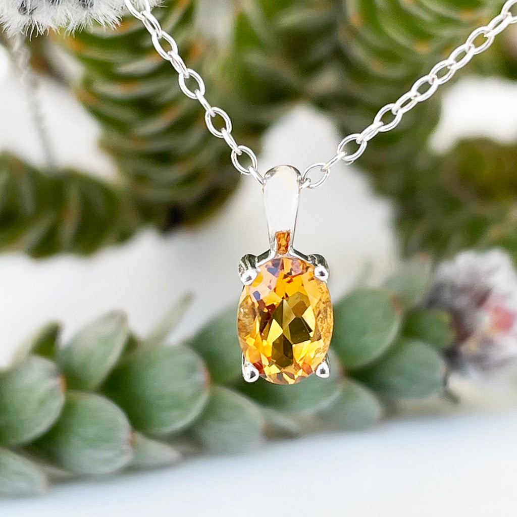 Petite Oval Cut Citrine Pendant