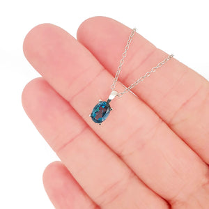 Petite Oval Cut London Blue Topaz Pendant