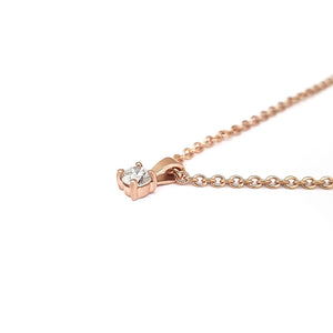 Petite Rose Gold 4 Claw Diamond Pendant