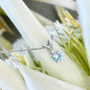 Petite Round Cut Split Bale Aquamarine and Diamond Highlight