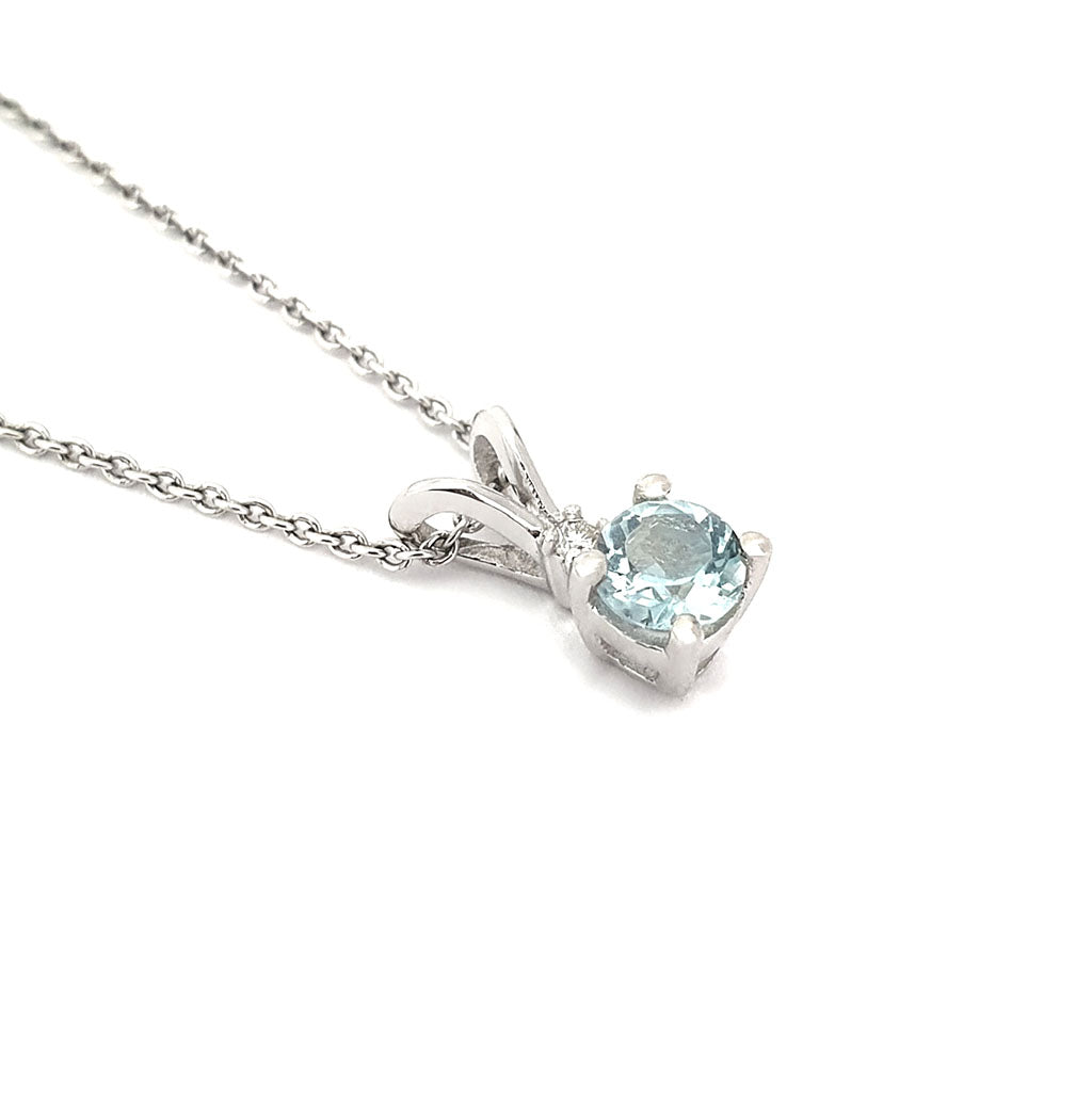  Petite Round Cut Split Bale Aquamarine and Diamond Highlight