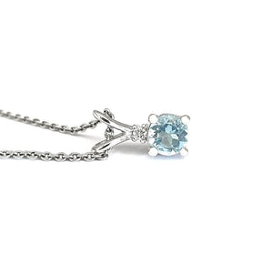  Petite Round Cut Split Bale Aquamarine and Diamond Highlight