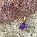 Petite Six Rose Gold Claw Amethyst Pendant
