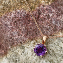 Petite Six Rose Gold Claw Amethyst Pendant