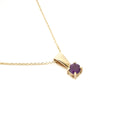 Petite Solid Bale Round Amethyst Yellow Gold Pendant