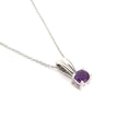 Petite Solid Grooved Bale Round Amethyst White Gold Pendant