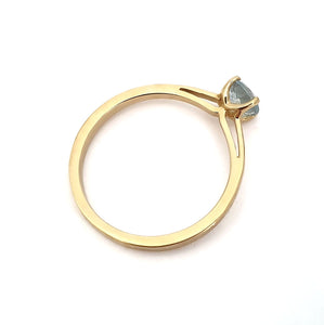 Petite Solitaire Aquamarine Round Cut Four Claw Ring