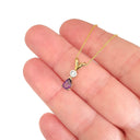 Petite Split Bale Amethyst and Diamond Yellow Gold Pendant