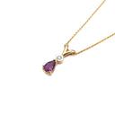 Petite Split Bale Amethyst and Diamond Yellow Gold Pendant