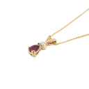 Petite Split Bale Amethyst and Diamond Yellow Gold Pendant