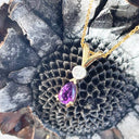 Petite Split Bale Amethyst and Diamond Yellow Gold Pendant