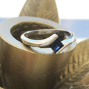 Petite Square Cut Blue Sapphire White Gold Ring