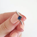 Petite Square Cut Blue Sapphire White Gold Ring