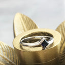 Petite Square Cut Blue Sapphire White Gold Ring