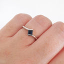 Petite Square Cut Blue Sapphire White Gold Ring