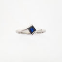 Petite Square Cut Blue Sapphire White Gold Ring