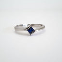 Petite Square Cut Blue Sapphire White Gold Ring
