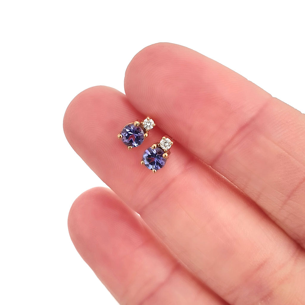 Petite Tanzanite Diamond Accent Studs
