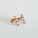 Petite Three Diamond Drop Rose Gold Stud Earrings